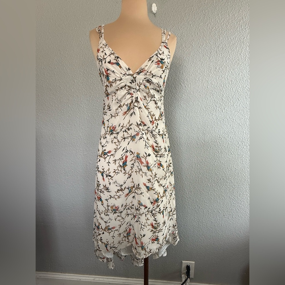 Strappy Bird Print Hi Low Dress Size Small